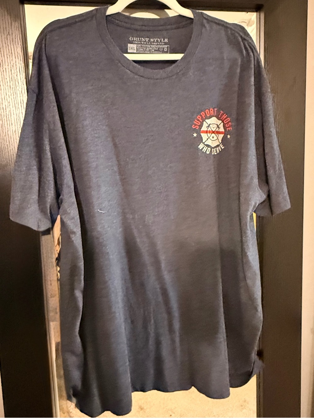 Grunt Style Men's Navy Blue 'Support Those Who Serve' Short Sleeve Tee